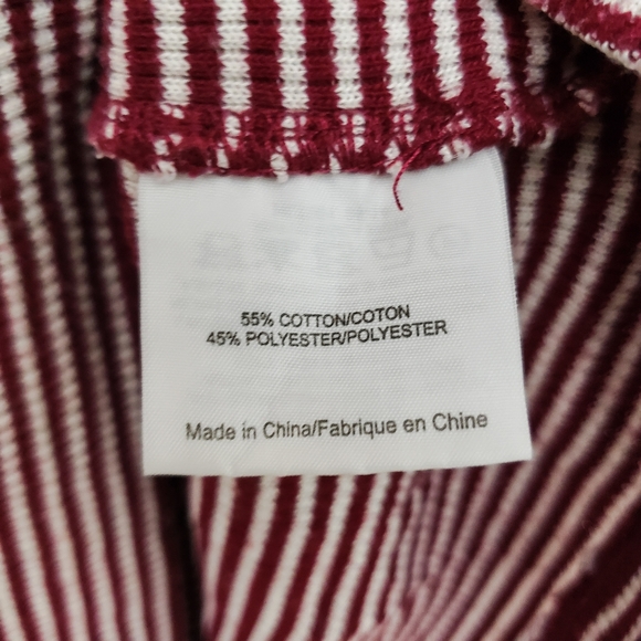 Tory Burch red white stripe ruffle Lidia polo top - Picture 8 of 8